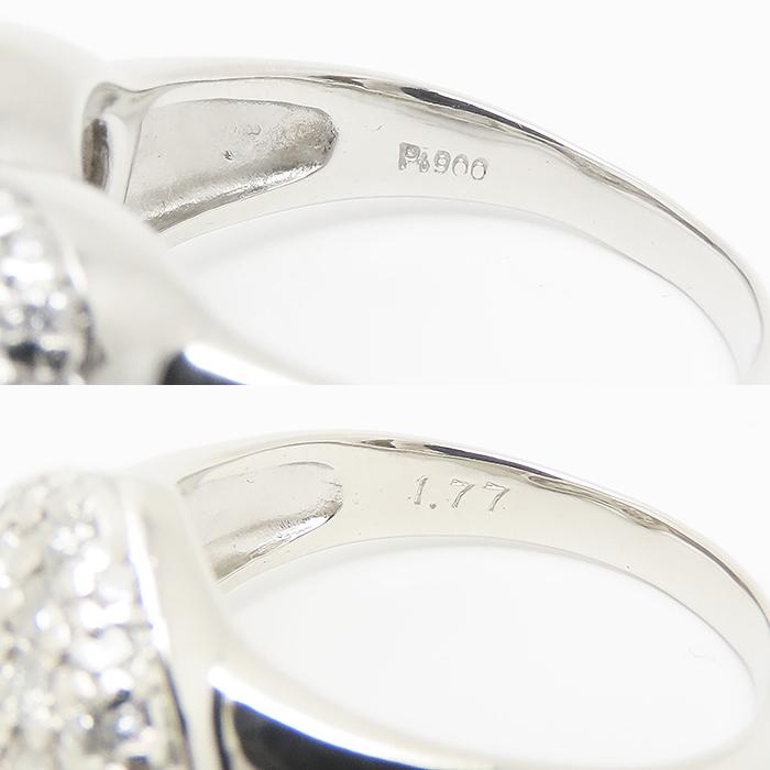 ハート モチーフ ダイヤモンド リング Pt900 21号 鑑別書 1.77ct