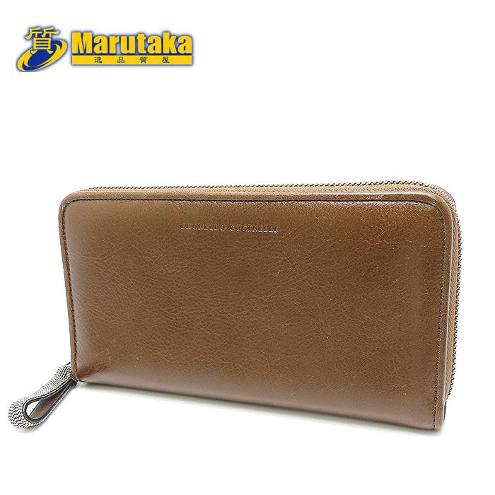 ブルネロクチネリ レザ－ スパンコール ロングウォレット グレー BRUNELLO CUCINELLI（ブルネロクチネリ） ラウンドファスナー ロング