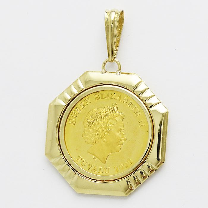 ツバルコイン ペンダント トップ K24 K18 1/5oz 馬 ウマ 9999 750 YG
