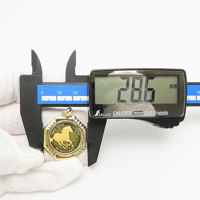 ツバル　トップ　ペンダントトップ　1/10 oz 24金　k24 k18 K24純金ホースコイン/ツバル 1/10オンス ガラス付きペンダントトップ