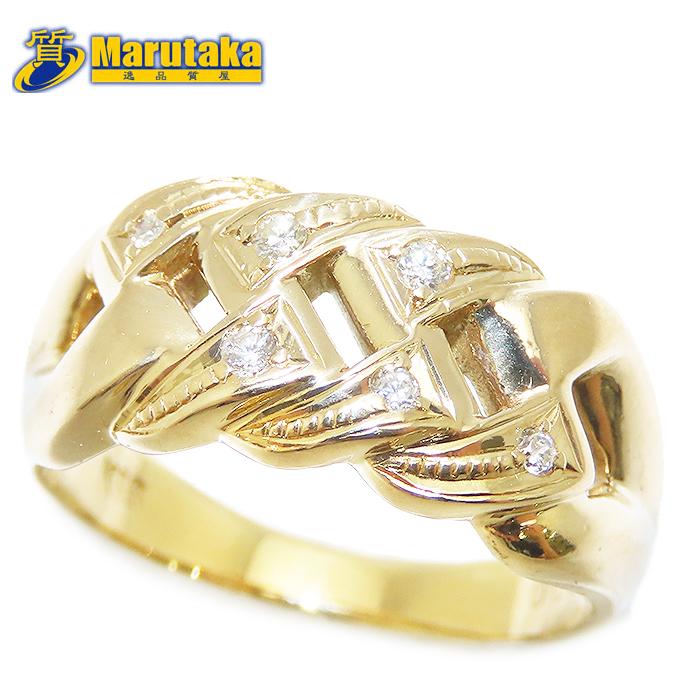 ダイヤモンド リング K18 7号 3.60g 0.06ct 指輪 750 YG 逸品質屋 丸高