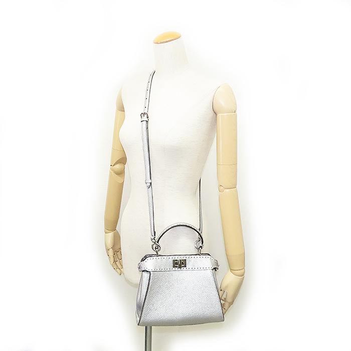 FENDI ミニピーカブー　シルバー　セレリア PEEKABOO フェンディ ピーカブー ミニ セレリア 8BN244 2WAY シルバー