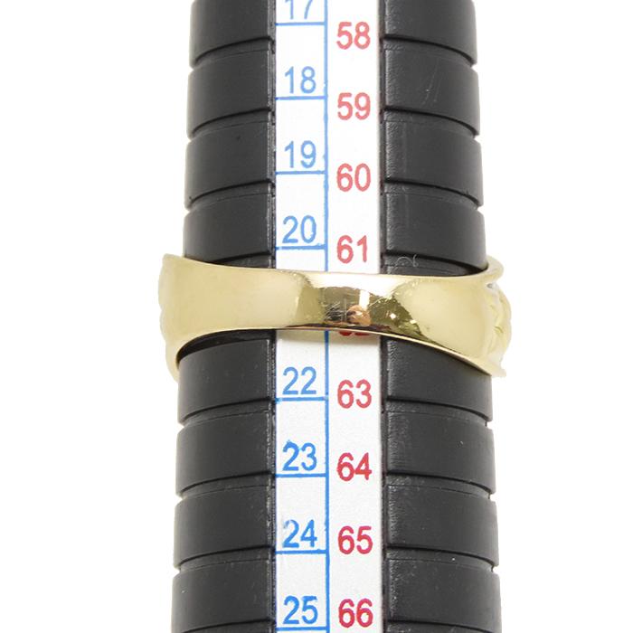 デザイン リング イエローゴールド K18 21号 5.08g 格子柄 ウェーブ 18 