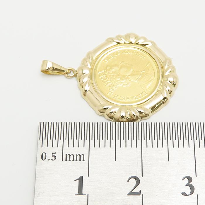 クラウン コイン ペンダント トップ K24 K18 1/25oz マン島 キャット