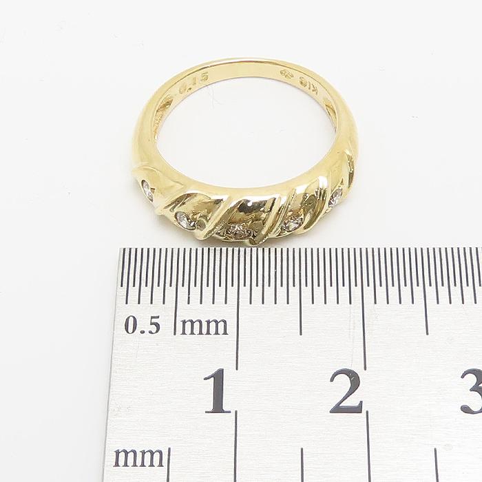ツイスト デザイン ダイヤモンド リング K18 9号 0.15ct 3.64g 750 YG