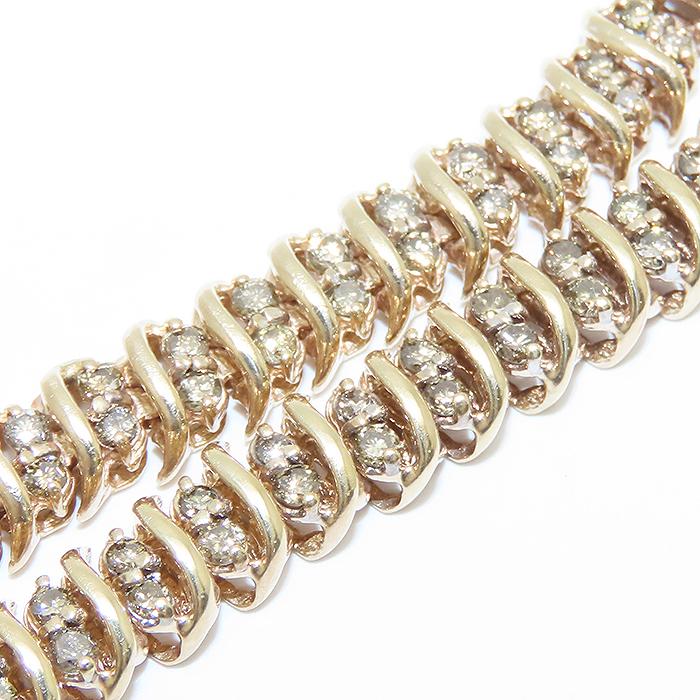 ダイヤモンド ブレスレット 10K 18.5cm 2ct K10 YG 逸品質屋 丸高 尼崎 