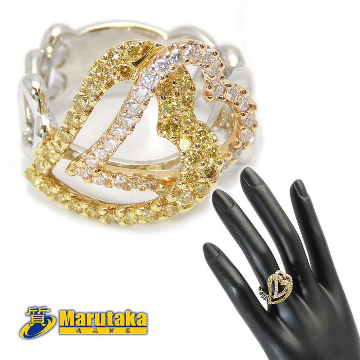 送料無料 ダイヤモンド リング 11号 K18 WG YG PG D0.90ct スリー