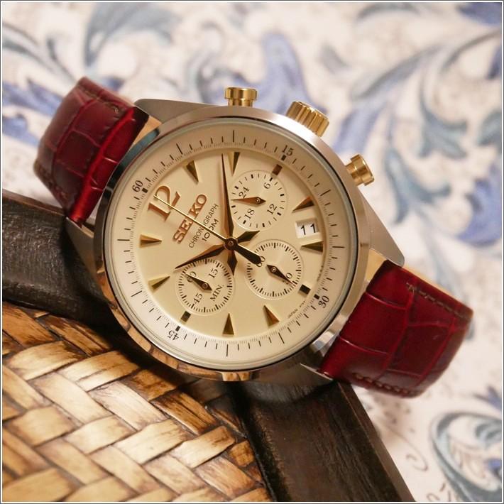 10966円 高い素材 SEIKO クロノグラフ 腕時計 本革ベルトセット 国内セイコー正規流通品 ホワイト ディープブラウン SND363P1-DB 並行輸入品