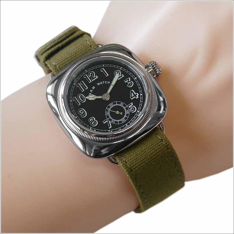 モントルロロイ ミリタリーウォッチ M.R.M.W. CUSHION WATCH CU-BL-02  