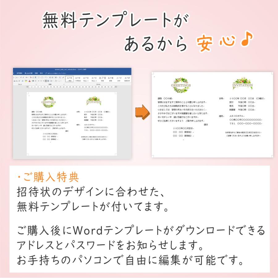 結婚式 招待状 ナチュラルガーデン ラージリース 手作りキット 名入れ A052 1 いっぽ ウェディング 通販 Yahoo ショッピング
