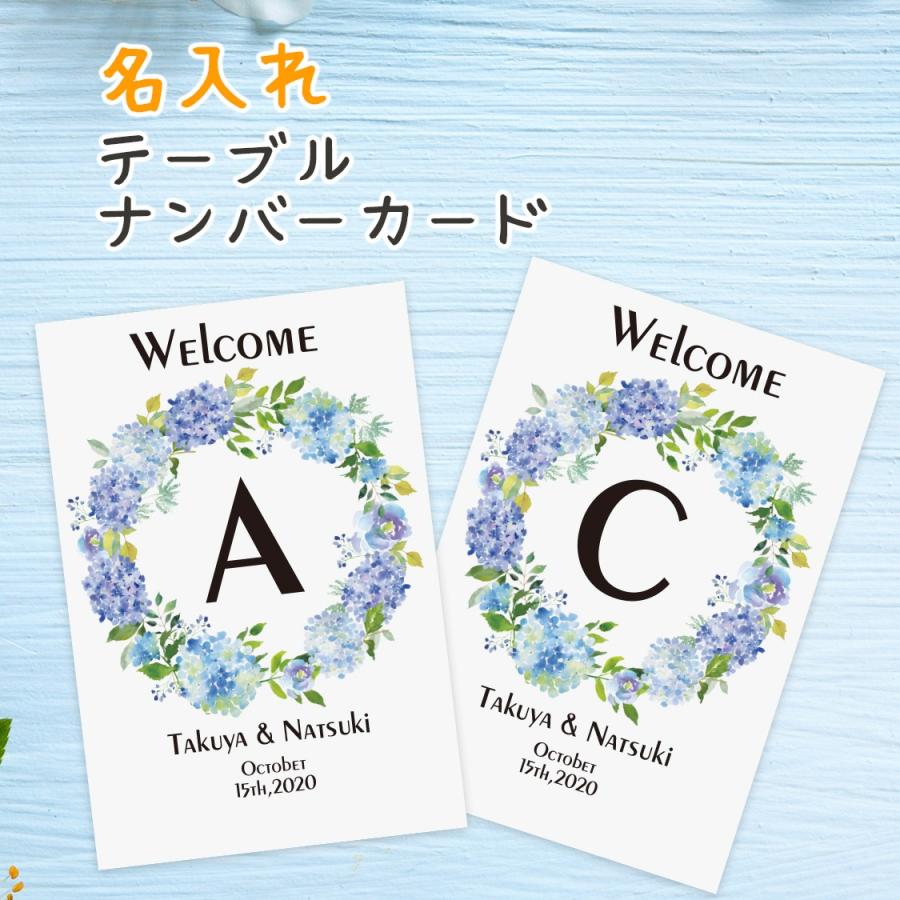 結婚式 テーブルナンバー カード 印刷込み 12枚セット A L フレッシュブルー リース