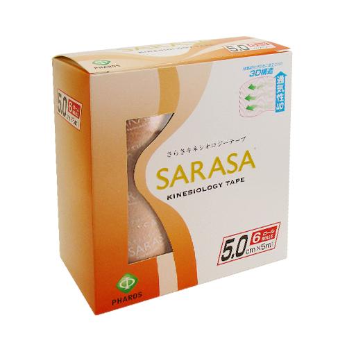 【即日発送】さらさキネシオロジーテープ 5cm×5mベージュ6巻入り(ケース20個入り) - かぶれにくいウェーブ加工【SARASA】【KINESHIO LOGY TAPE】【送料無料】 かぶれにくいウェーブ加工 さらさキネシオロジーテープ 5cmx5mベージュ
