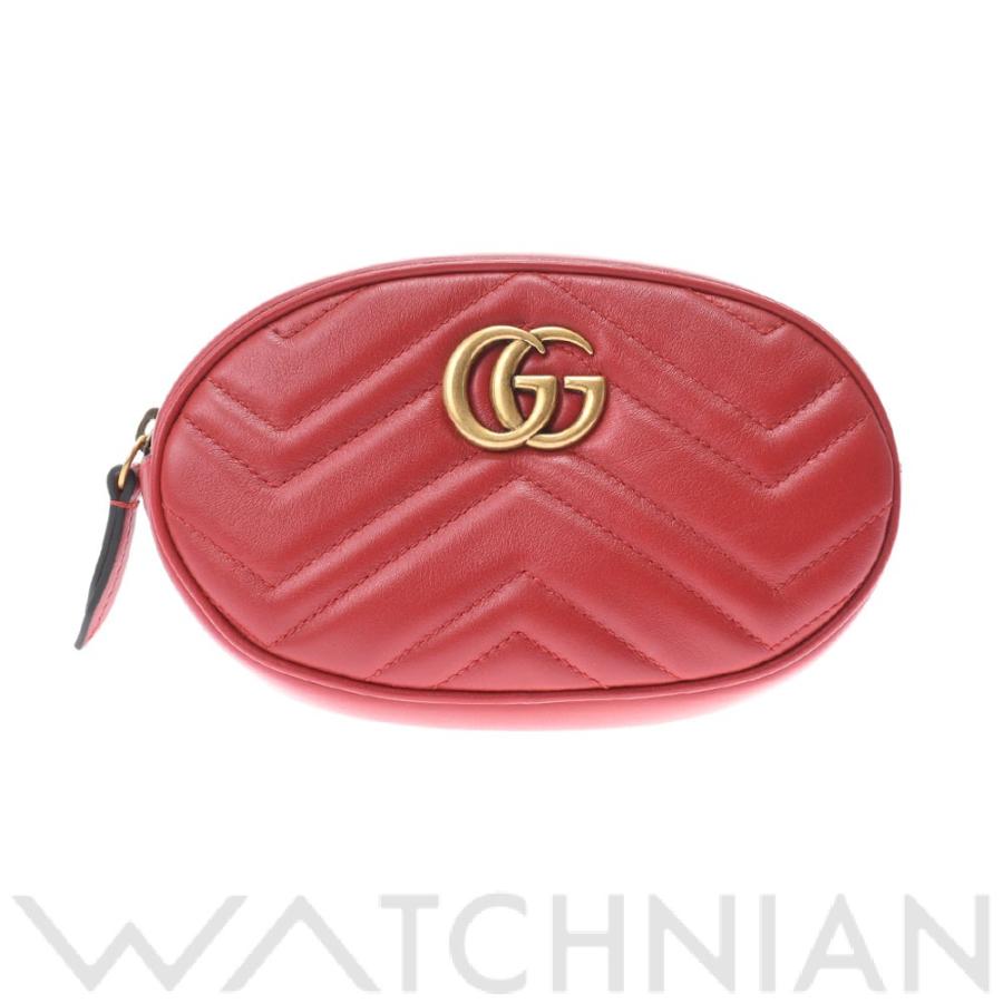 中古 グッチ GUCCI GGマーモント ベルトバッグ ボディバッグ レッド