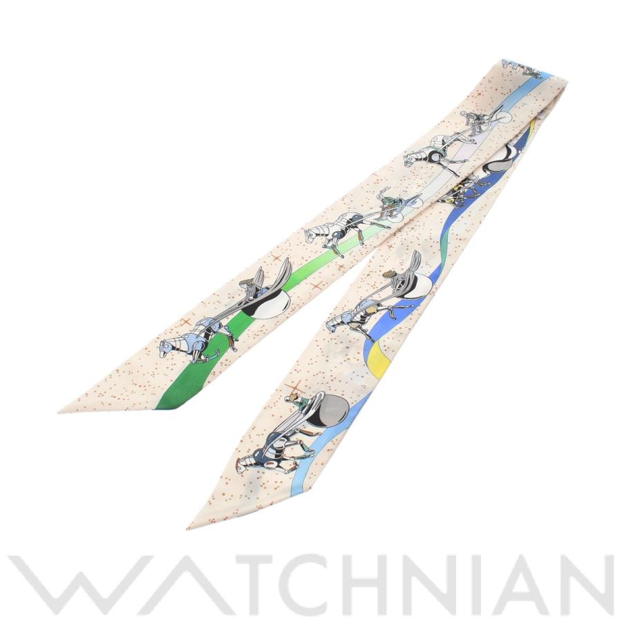 新品 エルメス HERMES ツイリー SPACE DERBY クレーム/ブルー/マルチ