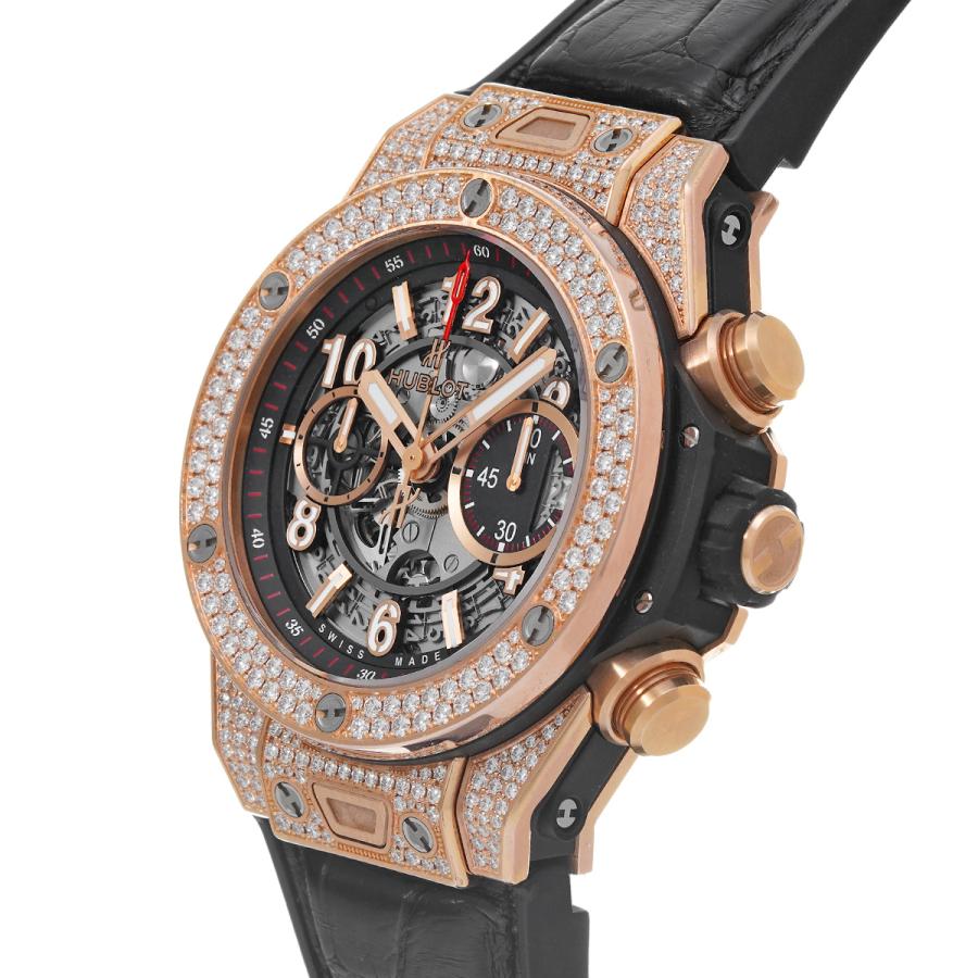 中古 ウブロ HUBLOT ビッグバン ウニコ キングゴールド パヴェ 411.OX.1180.RX.1704 スケルトン メンズ 腕時計｜ippuukishi｜02