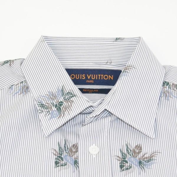 百貨店 LOUIS VUITTON ノーカラーシャツ ストライプ 花柄 (28 表記