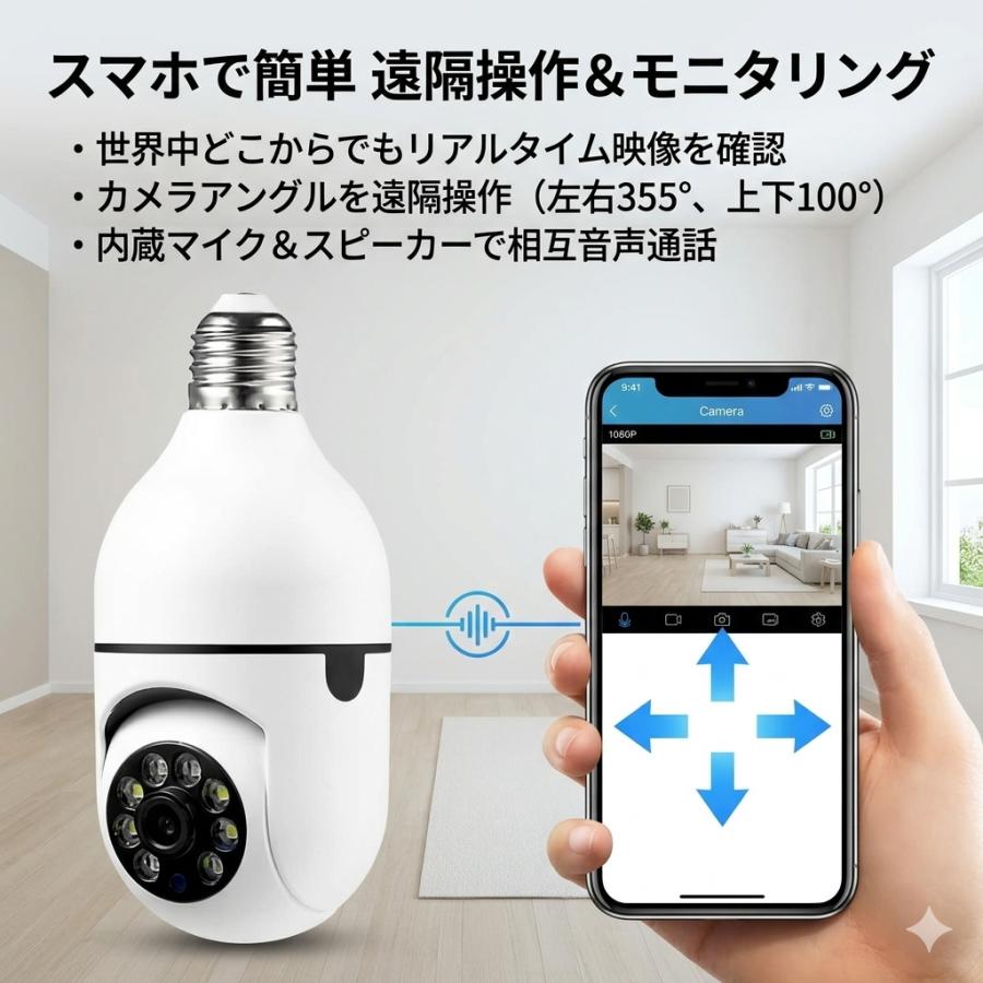 TR-3B Wi-Fi 防犯カメラ 電球ソケット型 E26 E27 工事不要