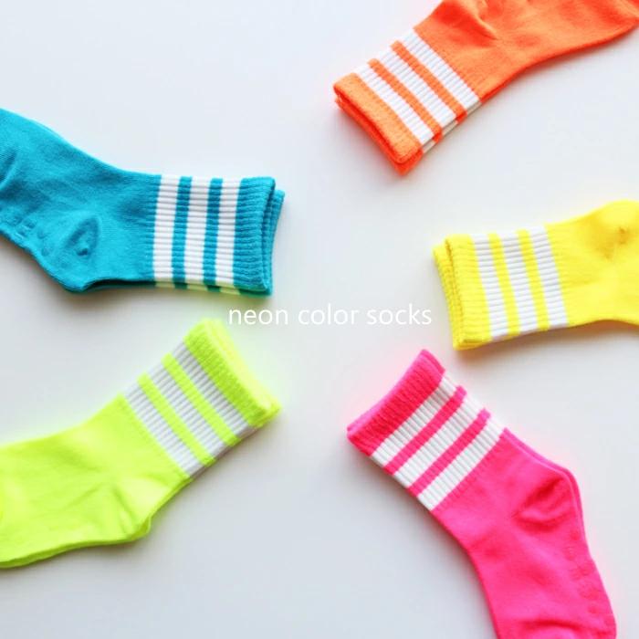 ＜BABY＞＜KIDS＞ネオンカラー 蛍光 rainbow line socks 5足セット 12-14cm 1-16cmのみ滑り止め付き｜ipunia｜02