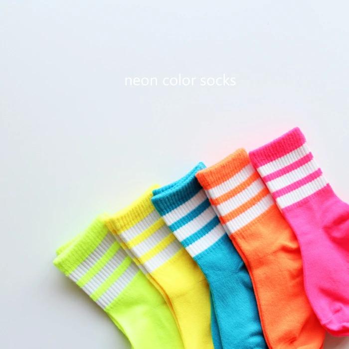 ＜BABY＞＜KIDS＞ネオンカラー 蛍光 rainbow line socks 5足セット 12-14cm 1-16cmのみ滑り止め付き｜ipunia｜05