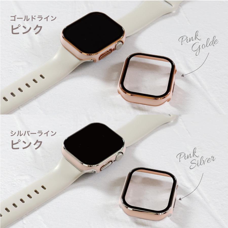 apple watch カバー キラキラ 46mm 42mm ゴールド シルバー ライン 一