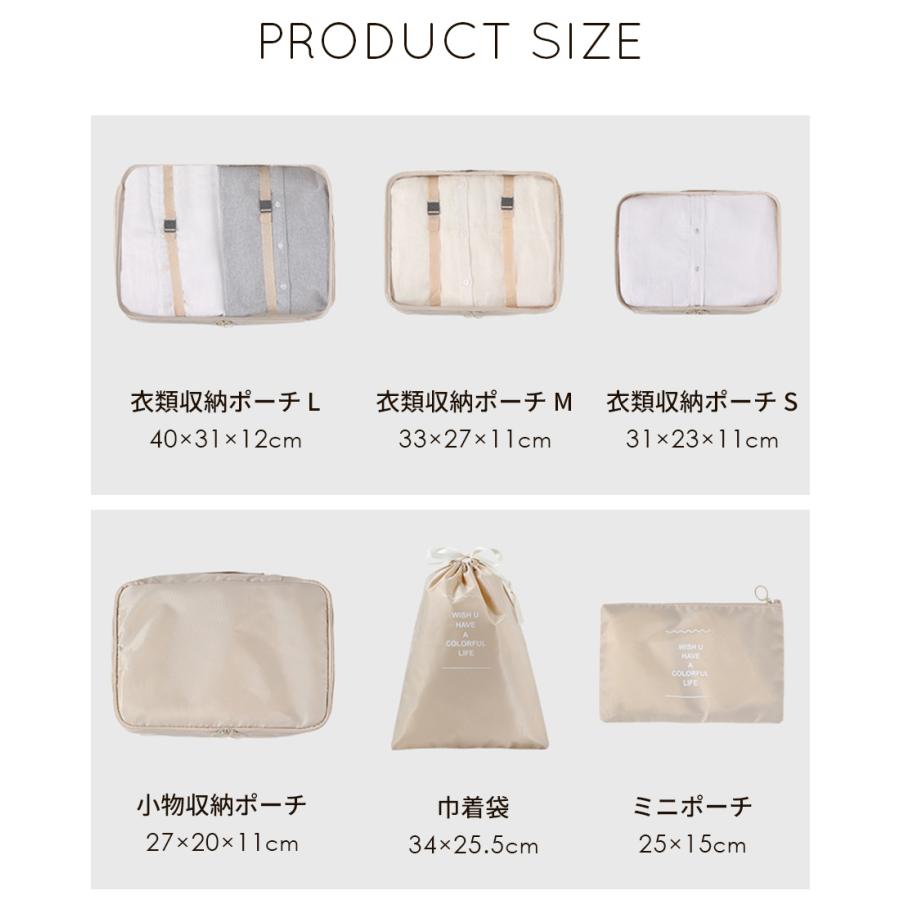 トラベルポーチ 6点セット 旅行収納ポーチ 全2色 パッキング