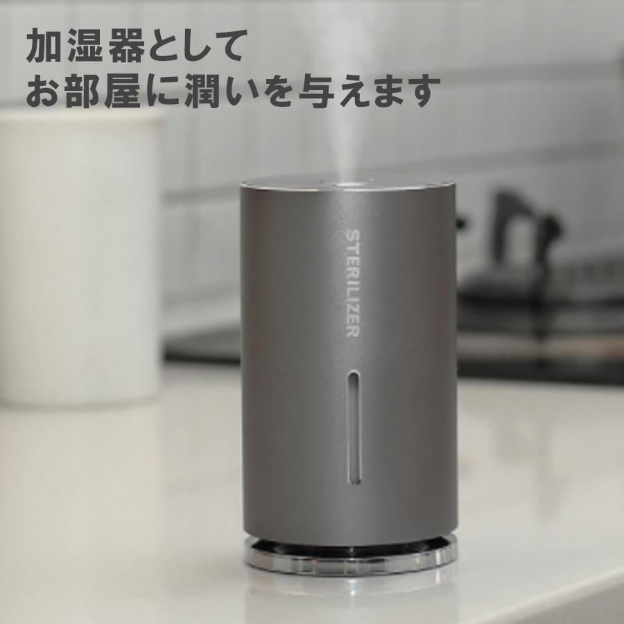 加湿器 USB充電式 卓上 アルコール除菌対応 グレー 小型