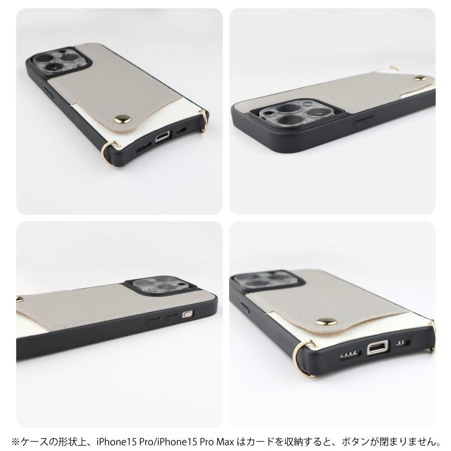 iphone15 ケース レザー ショルダー 背面ポケット レザーケース カード