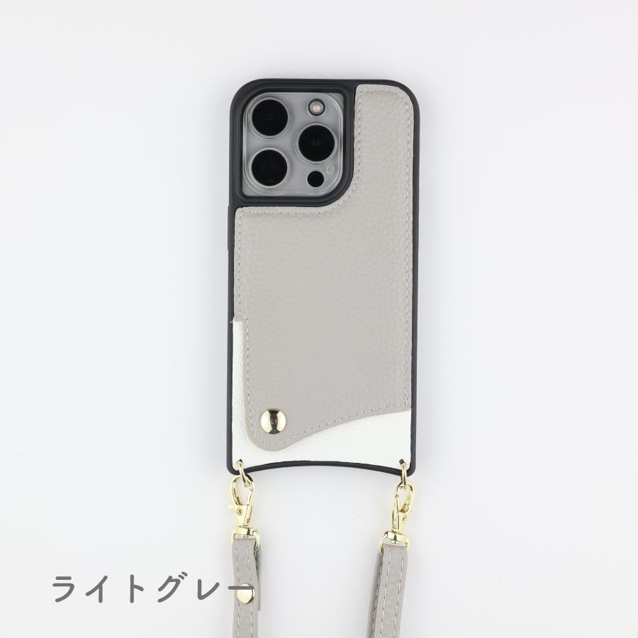 iphone15 ケース レザー ショルダー 背面ポケット レザーケース カード