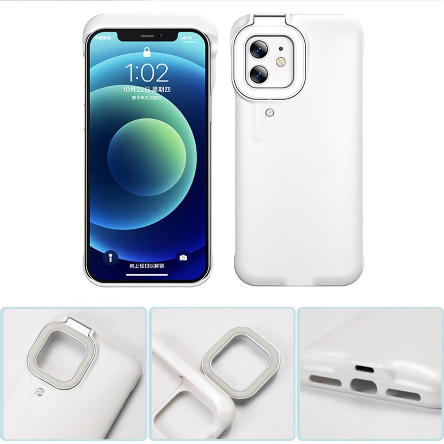 iPhone13 Pro iPhone11 ケース 自撮り ライトケース ホワイト