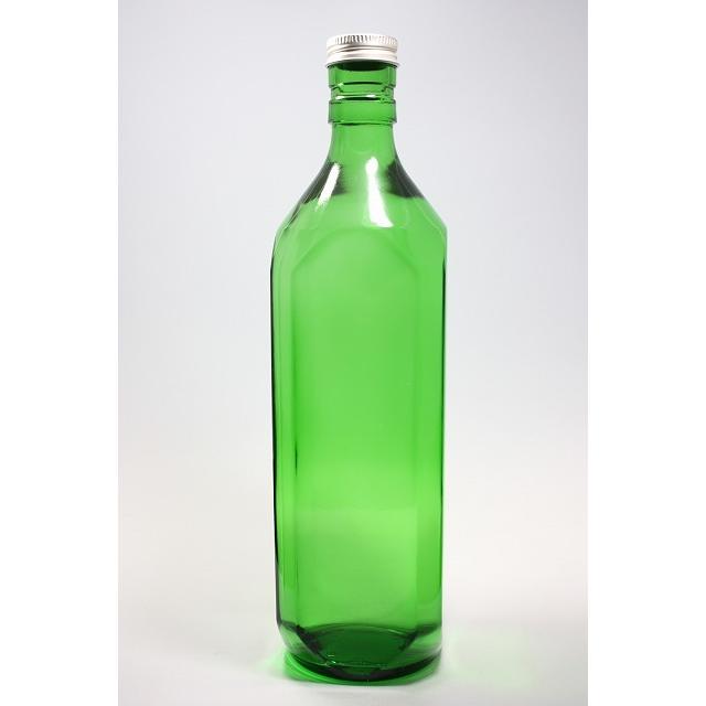 緑色のガラス瓶 720角 グリーンびん 角瓶 1本入 酒瓶 ふた付 ガラス瓶 保存瓶