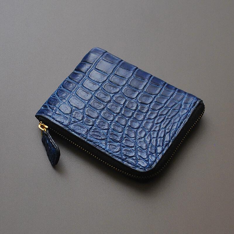 和くんページ　クロコダイル　藍染　財布 本クロコダイル】 藍染クロコダイルの限定モデル 財布 メンズ L