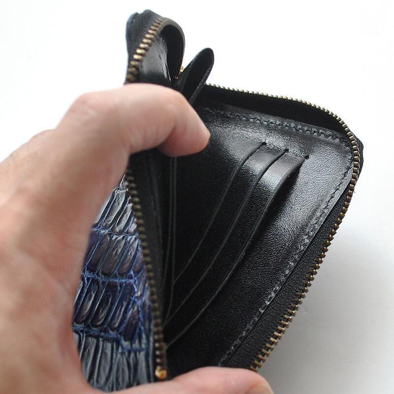 和くんページ　クロコダイル　藍染　財布 本藍染め×クロコダイル ラウンドファスナー長財布 | 財布