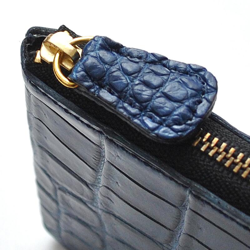 本クロコダイル】 藍染クロコダイルの限定モデル 財布 メンズ L
