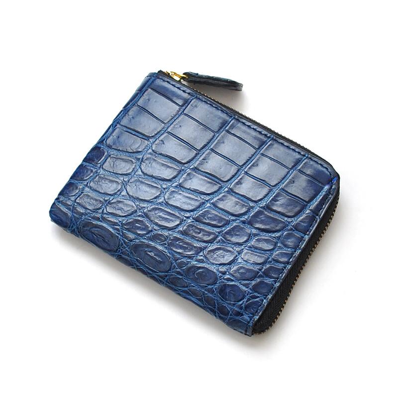 和くんページ　クロコダイル　藍染　財布 本クロコダイル】 藍染クロコダイルの限定モデル 財布 メンズ L