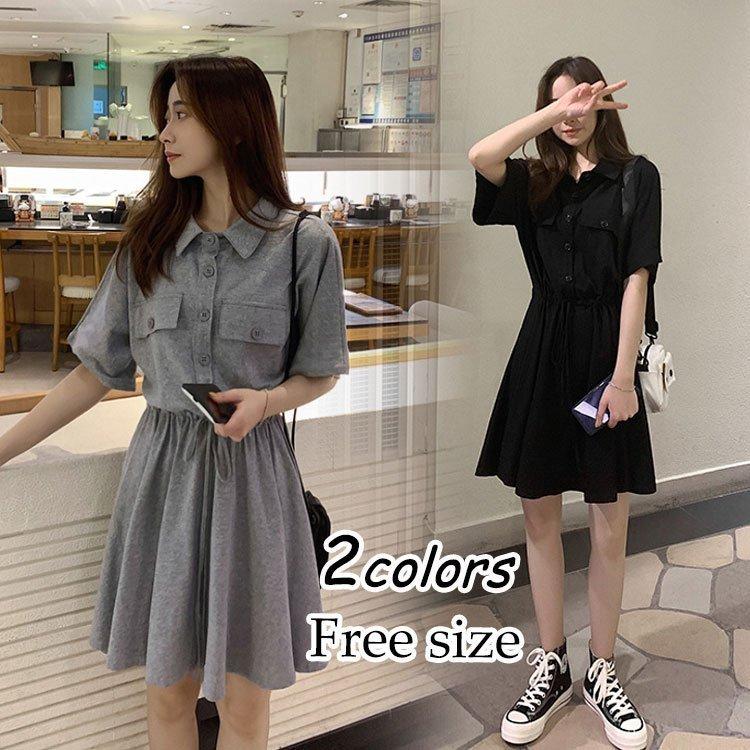 レディース シャツワンピース 半袖 ワンピース 春 夏 無地 ワンピース ミディアム丈 ワンピース オシャレ 着痩せ 大きいサイズ 韓国風 ゆったり 30代 40代 50代 驚きの値段