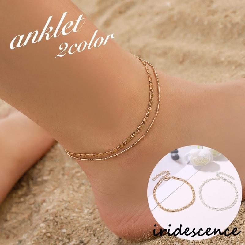 アンクレット 重ね付け風 ダブルチェーン レディース 女性