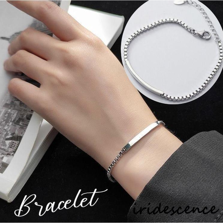 ブレスレット レディース アクセサリー シルバーカラー プレート バー