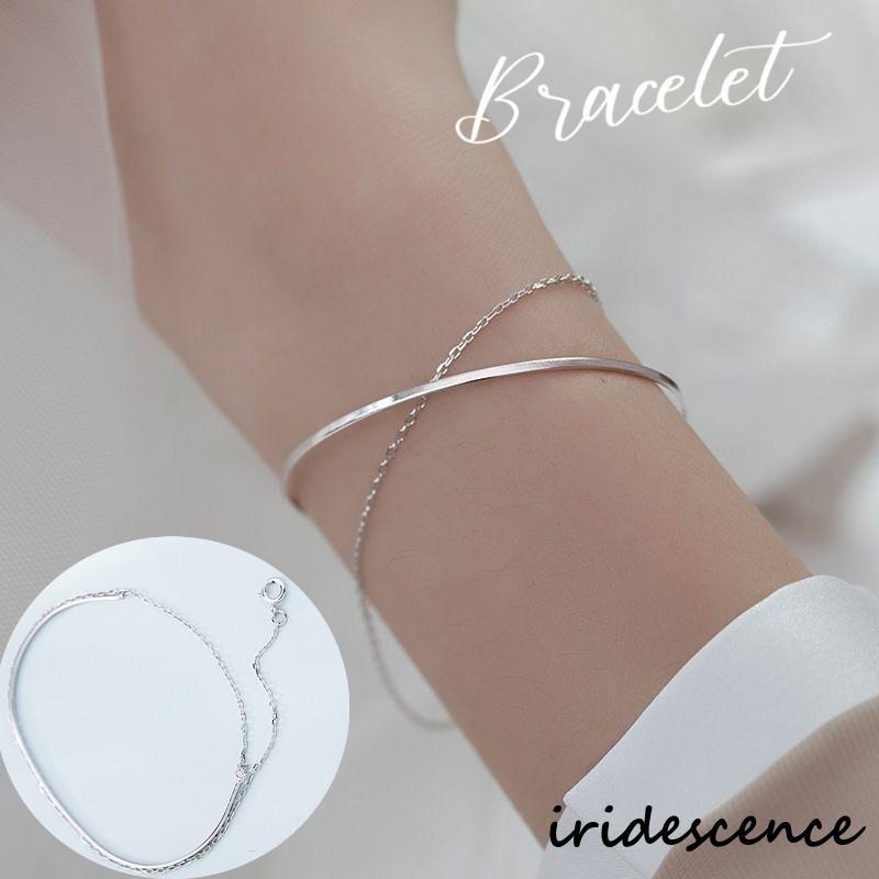 ブレスレット レディース アクセサリー シルバーカラー チェーン 2連