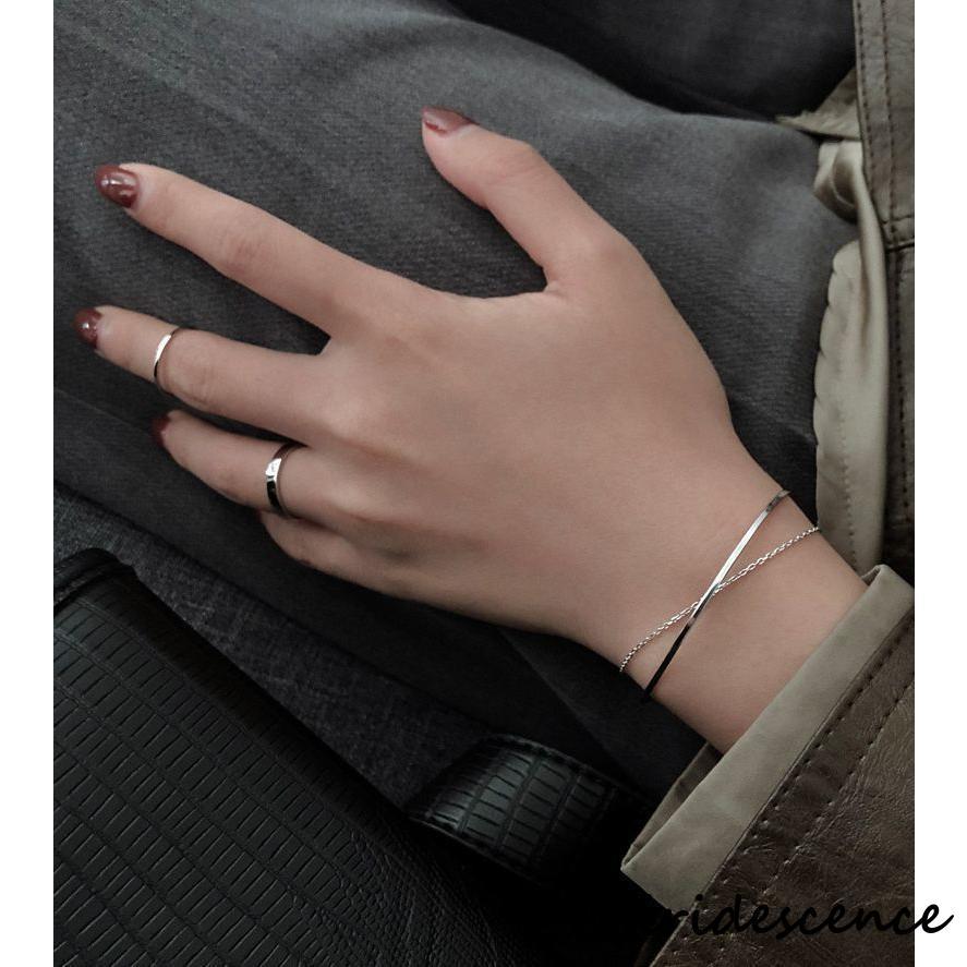 ブレスレット レディース アクセサリー シルバーカラー チェーン 2連