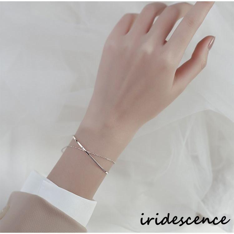 ブレスレット レディース アクセサリー シルバーカラー チェーン 2連