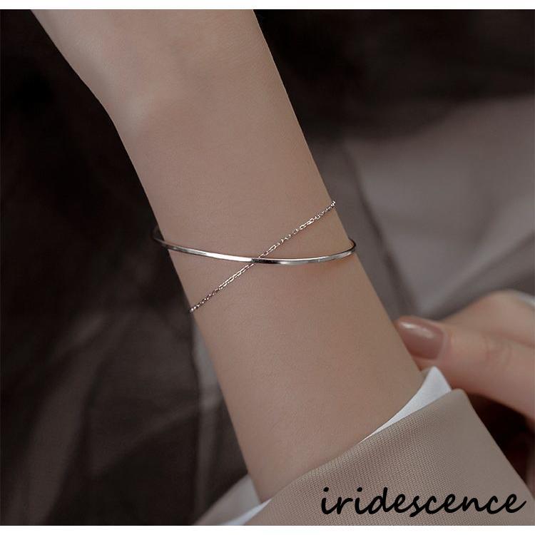 細いブレスレット18、細いネックレス40、シルバー２点セット RainbowGirl（アクセサリー） ブレスレット レディース 極細 チェーン