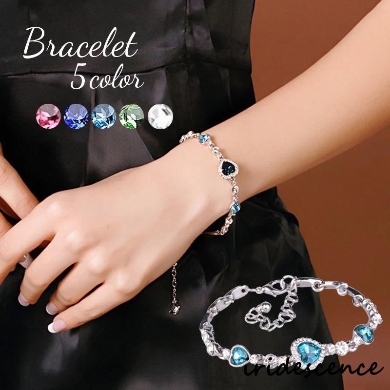 ブレスレット レディース アクセサリー 腕輪 ラインストーン サイズ調整可能 ハート かわいい おしゃれ ギフト プレゼント 贈り物 女性 婦人 服飾 | ブランド登録なし