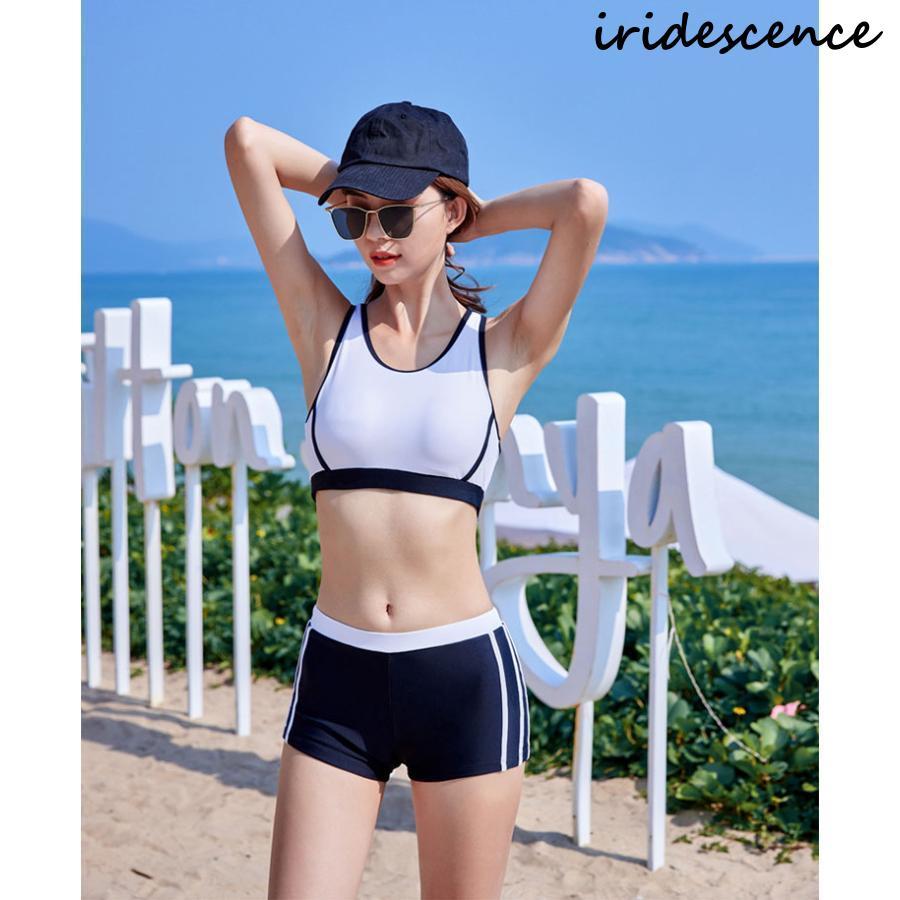 高校　水着 水着 レディース 3点セット 女の子 セパレート 体型カバー 中学生 高校生 ジュニア 10代 20代 ショートパンツ 水陸両用 スポーツブラ  ラッシュガード : アイリスの弓 - 通販 - Yahoo!ショッピング