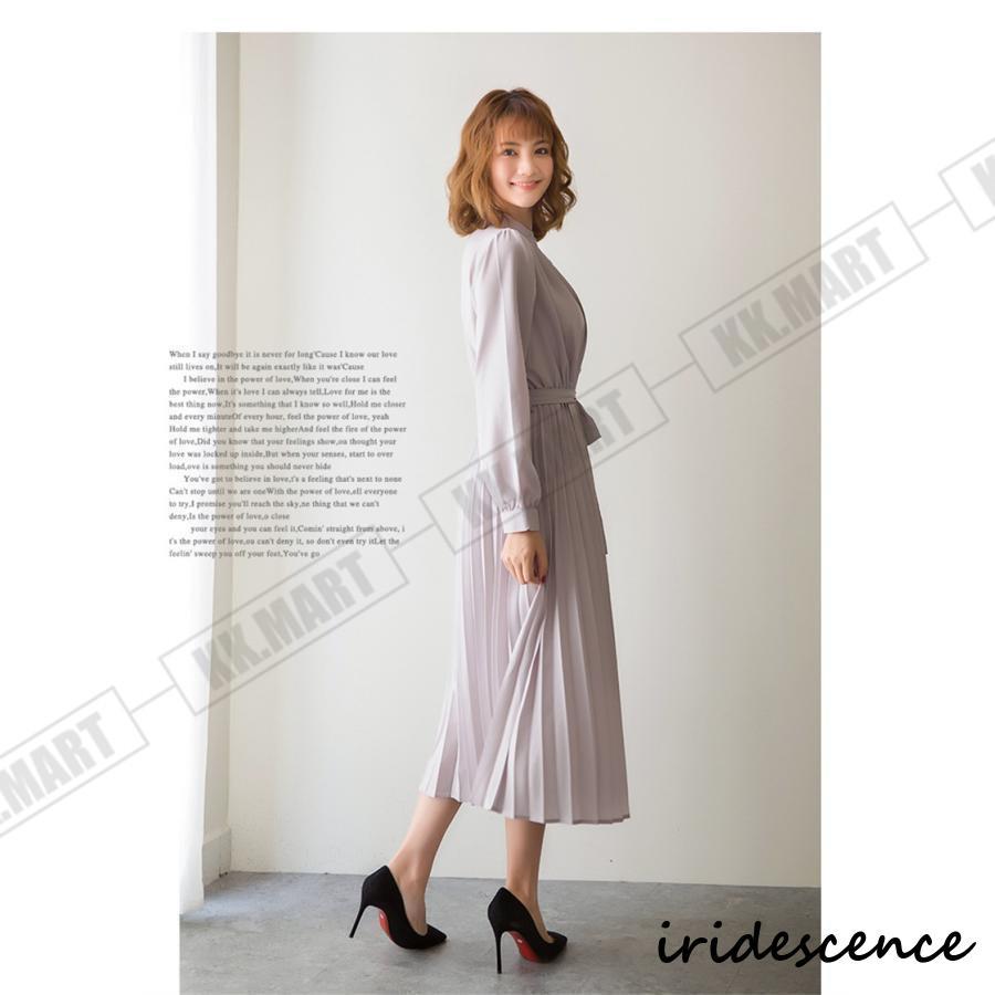 ワンピース プリーツワンピース 長袖 レディース マキシ丈