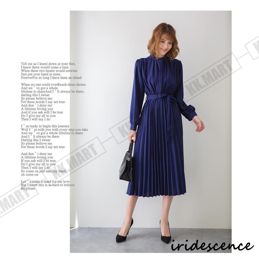 ワンピース プリーツワンピース 長袖 レディース マキシ丈