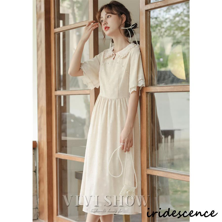 ワンピース 夏 レディース 半袖 襟付き ワンピ ドレス 大人 きれいめ