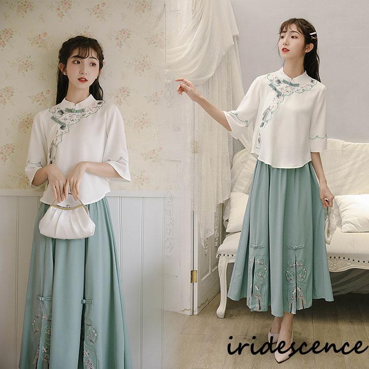 2点セット チャイナ風 ワンピース 衣装 普段着 チャイナ チャイナ