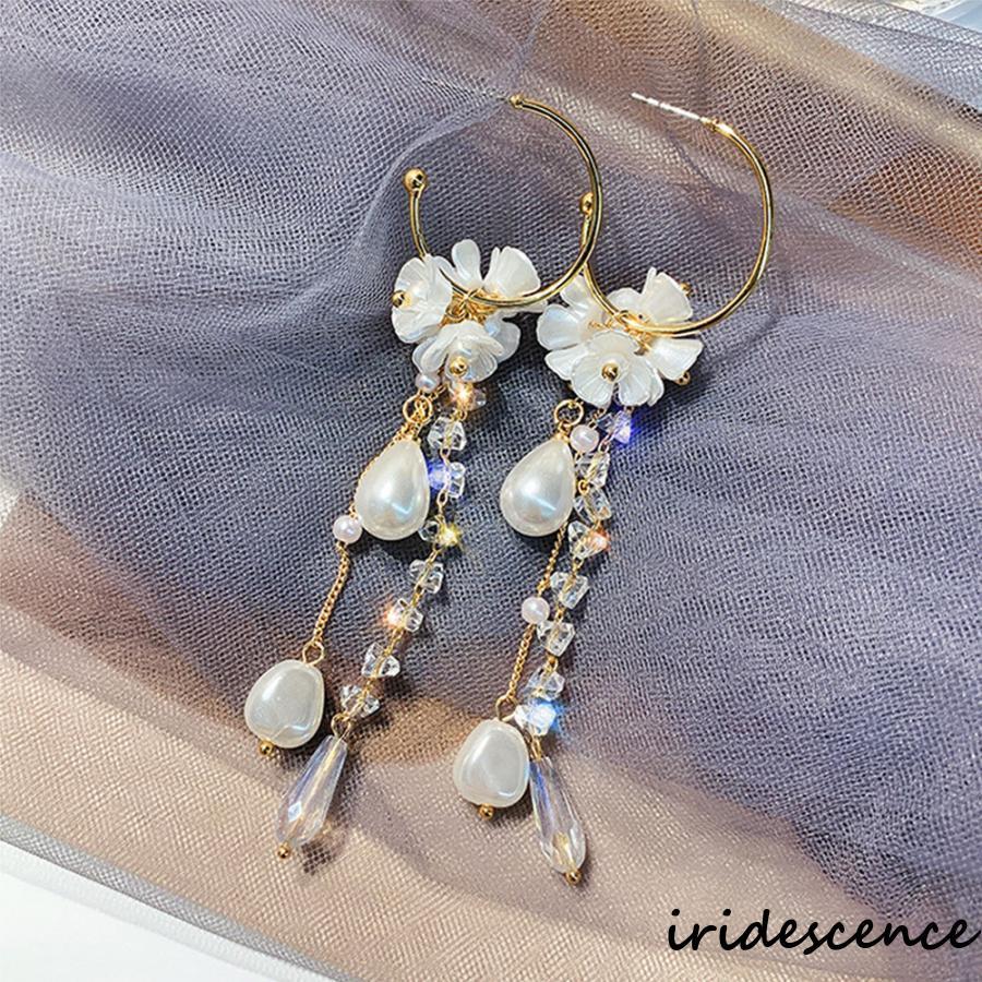 パール ロングピアス フープ 大きめ ピアス かわいい チェーンピアス