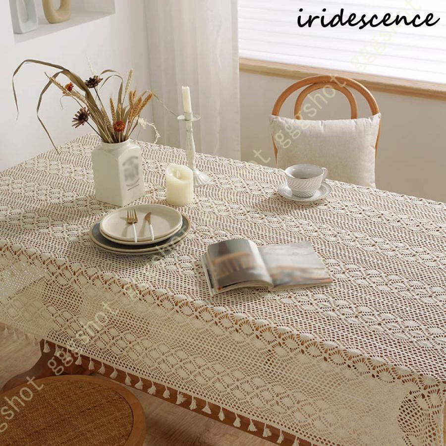 レース テーブルクロス 手作り 編み 食卓 カバー 方形 田園風 ベージュ