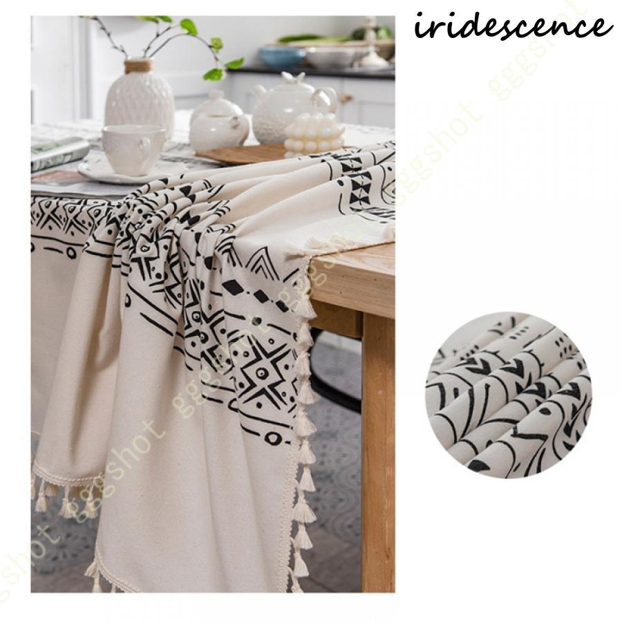 ボヘミアン風 テーブルクロス テーブルカバー 綿麻 タッセル 復古 耐熱